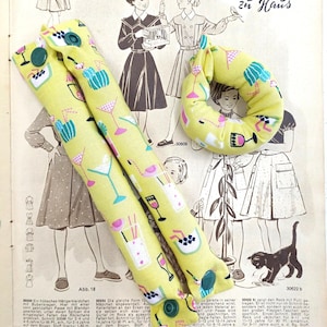 Set of 12 sleep curlers with snap fastener Pool Cocktail pastel yellow / curlers without heat / curlers for the night / hair curlers
