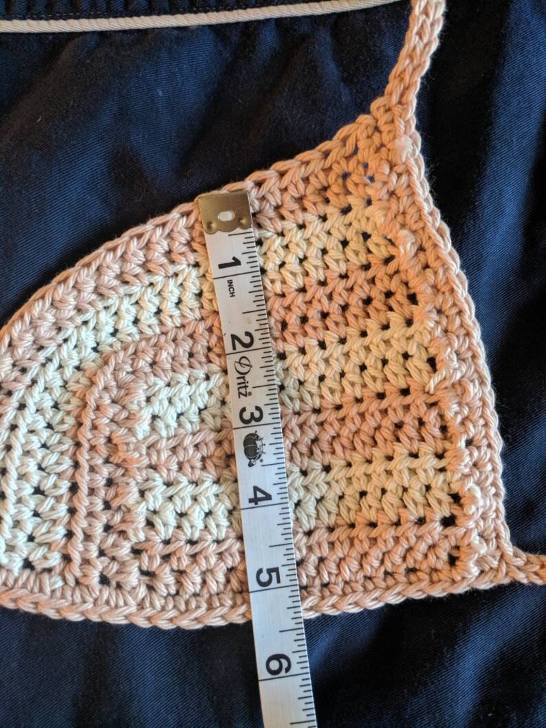 Pink /& White Striped Crochet Bikini Top