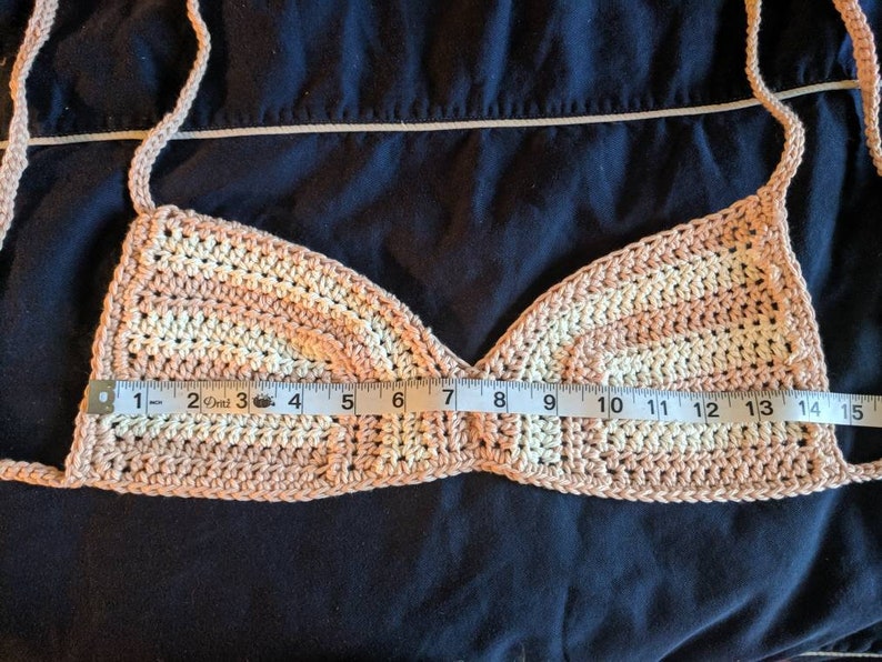 Pink /& White Striped Crochet Bikini Top