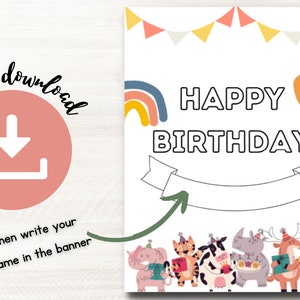 Printable Classroom Birthday Book, Birthday Card for Students, Boho Style