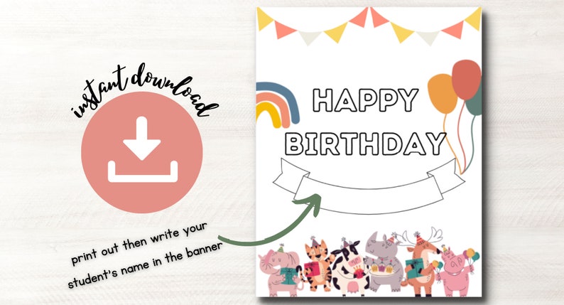Printable Classroom Birthday Book, Birthday Card for Students, Boho ...