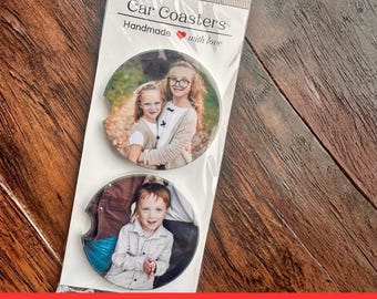 Posavasos de cerámica personalizados con forma de coche (juego de 2)