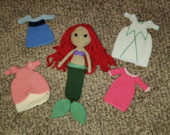 Crochet doll, Crochet doll pattern, Mermaid crochet pattern, Amigurumi doll pattern, Amigurumi doll PDF, Amigurumi Doll pattern English