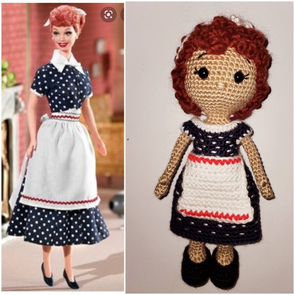 Crochet Doll Pattern, Amigurumi Pattern, Amigurumi Doll PDF Pattern, Handmade Doll PDF English Pattern, Lucy doll, I love Lucy, Lucille Ball