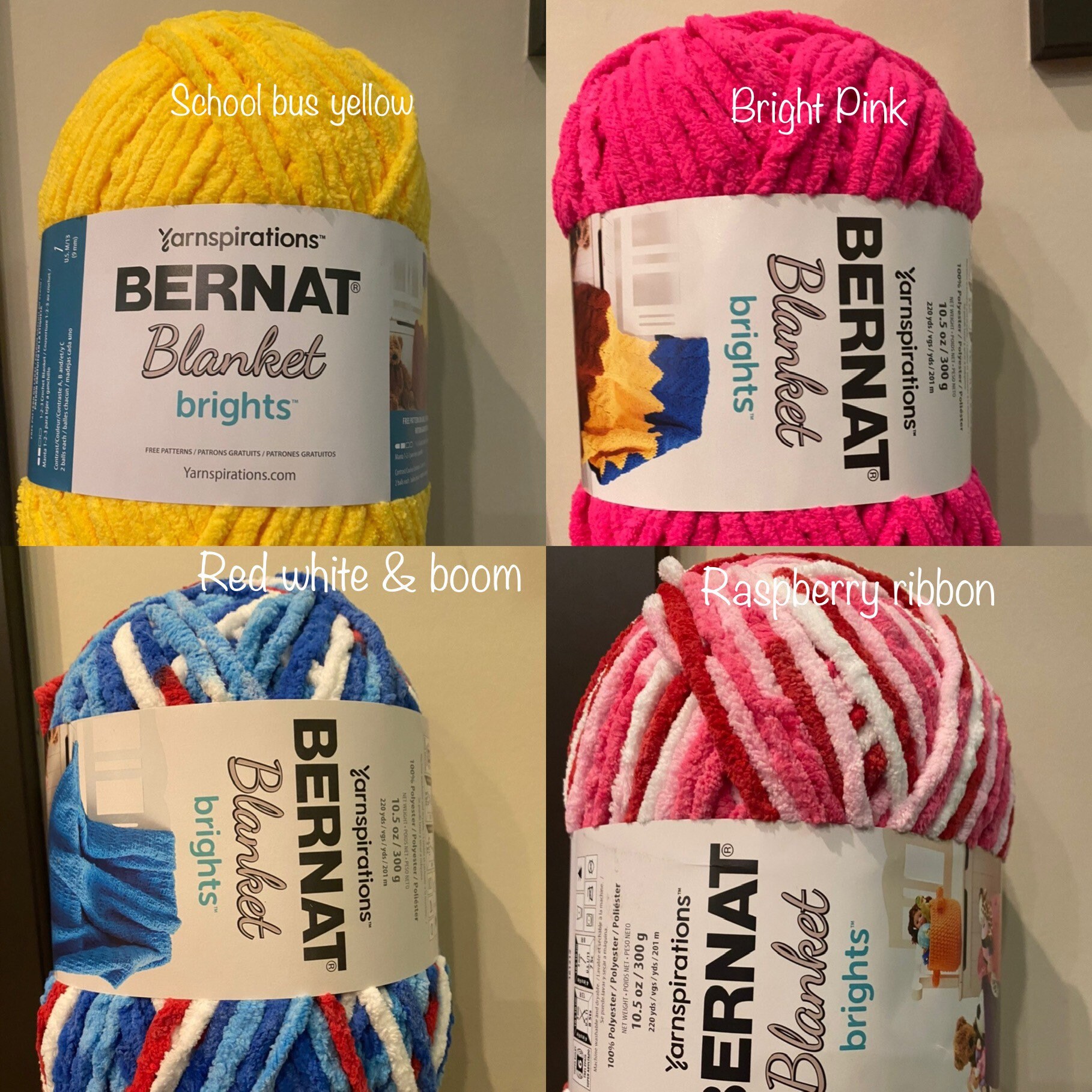 Bernat Blanket Brights Big Ball Yarn (Raspberry Ribbon Variegated)