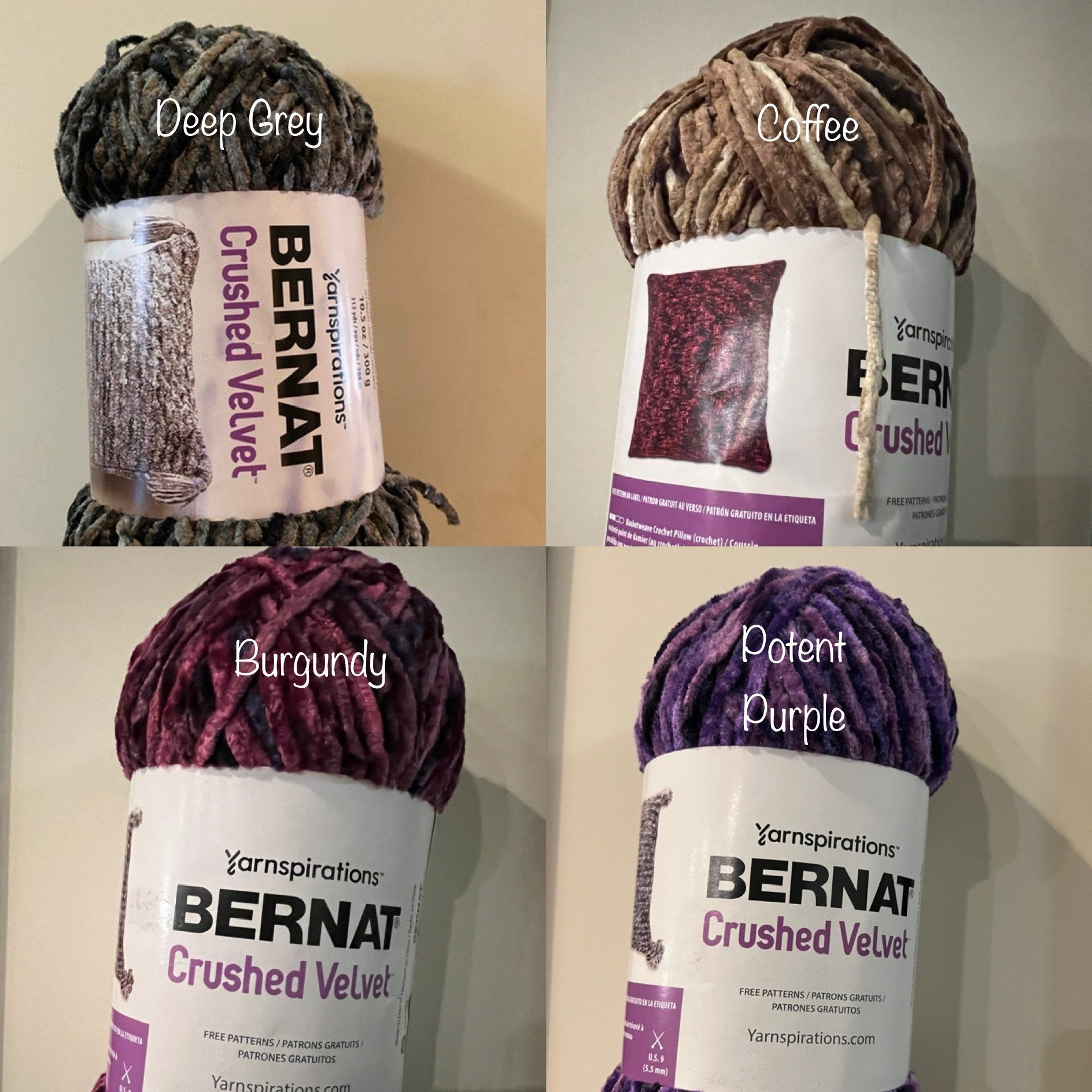 Bernat Crushed Velvet Potent Purple Yarn - 2 Pack of 300g/10.5oz -  Polyester - 5 Bulky - 315 Yards - Knitting/Crochet