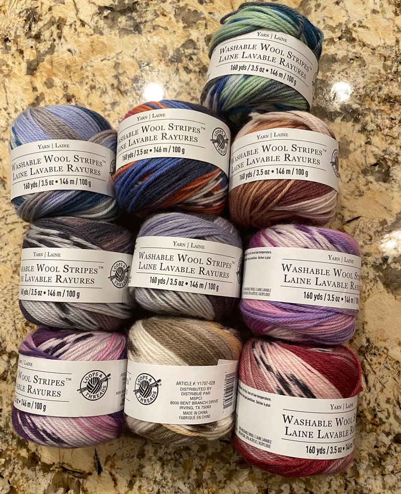 Washable Wool Stripes™ Yarn by Loops & Threads® Etsy