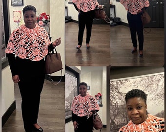 Capa de cuello alto de ganchillo