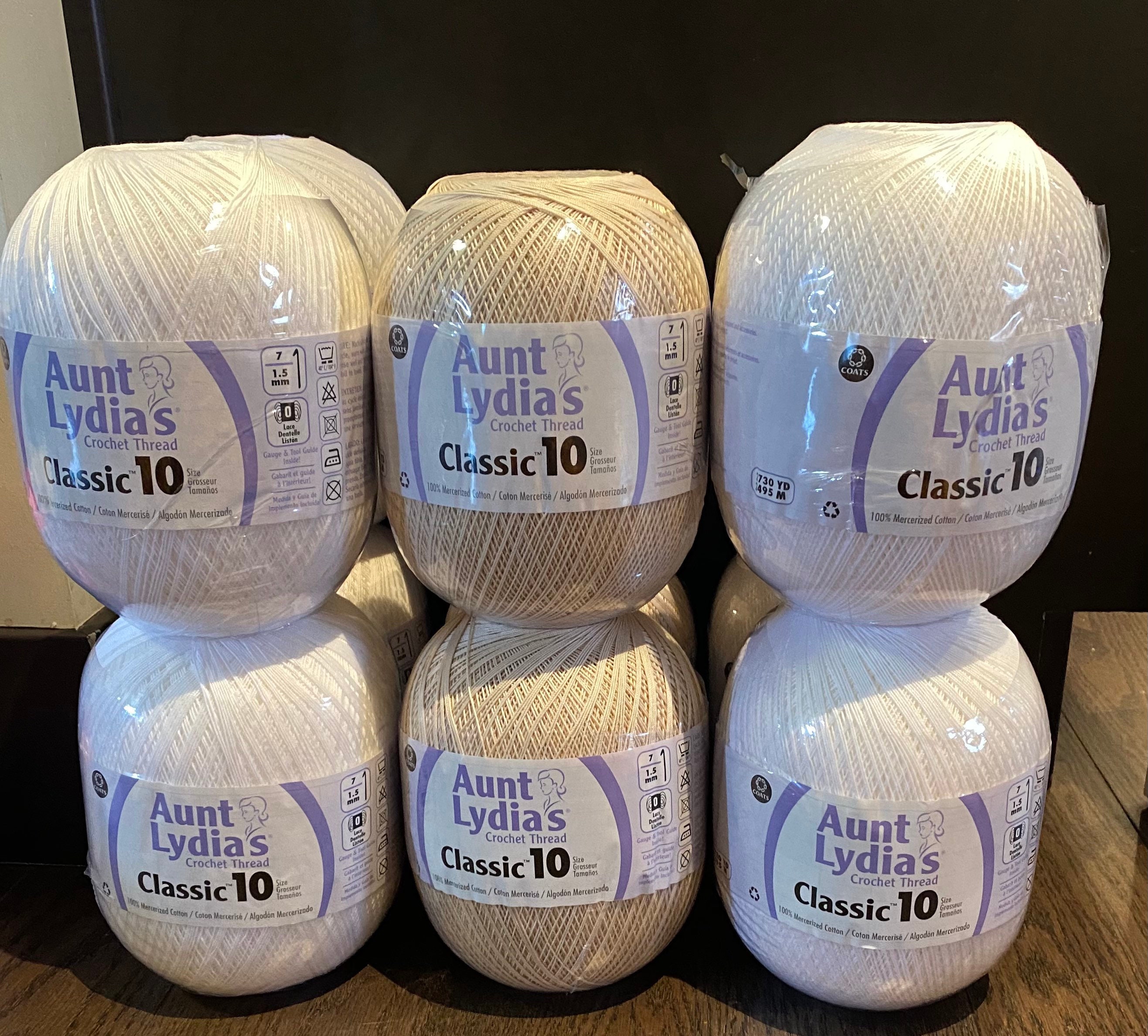  Aunt Lydia Coats Crochet Crochet, Cotton Classic Size 10, White