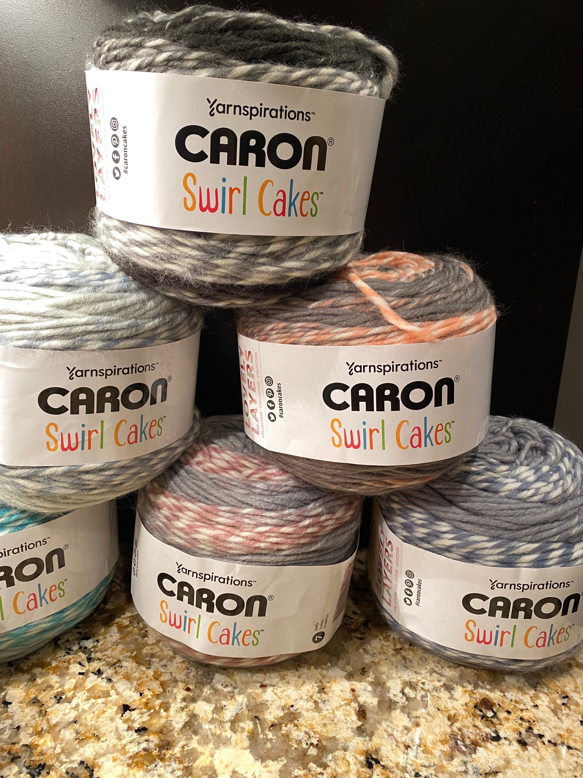 Caron Cinnamon Swirl Cakes Knitting Yarn - Oyster - Marble - Beach Towel -  Heat Wave -Maitai - Twilight Surf - Hibiscus - Limited Edition