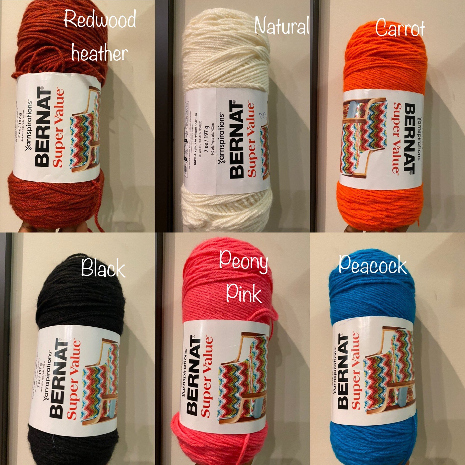  Bernat Super Value Yarn, 7 oz, Gauge 4 Medium Worsted, Natural