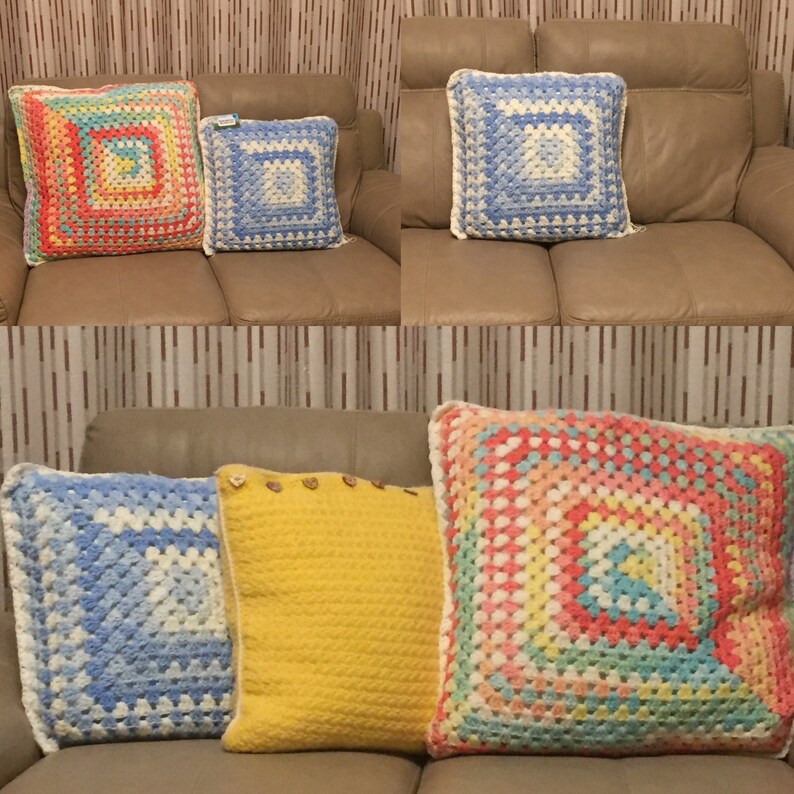 Granny Square Crochet Accent Throw pillows Covers image 1