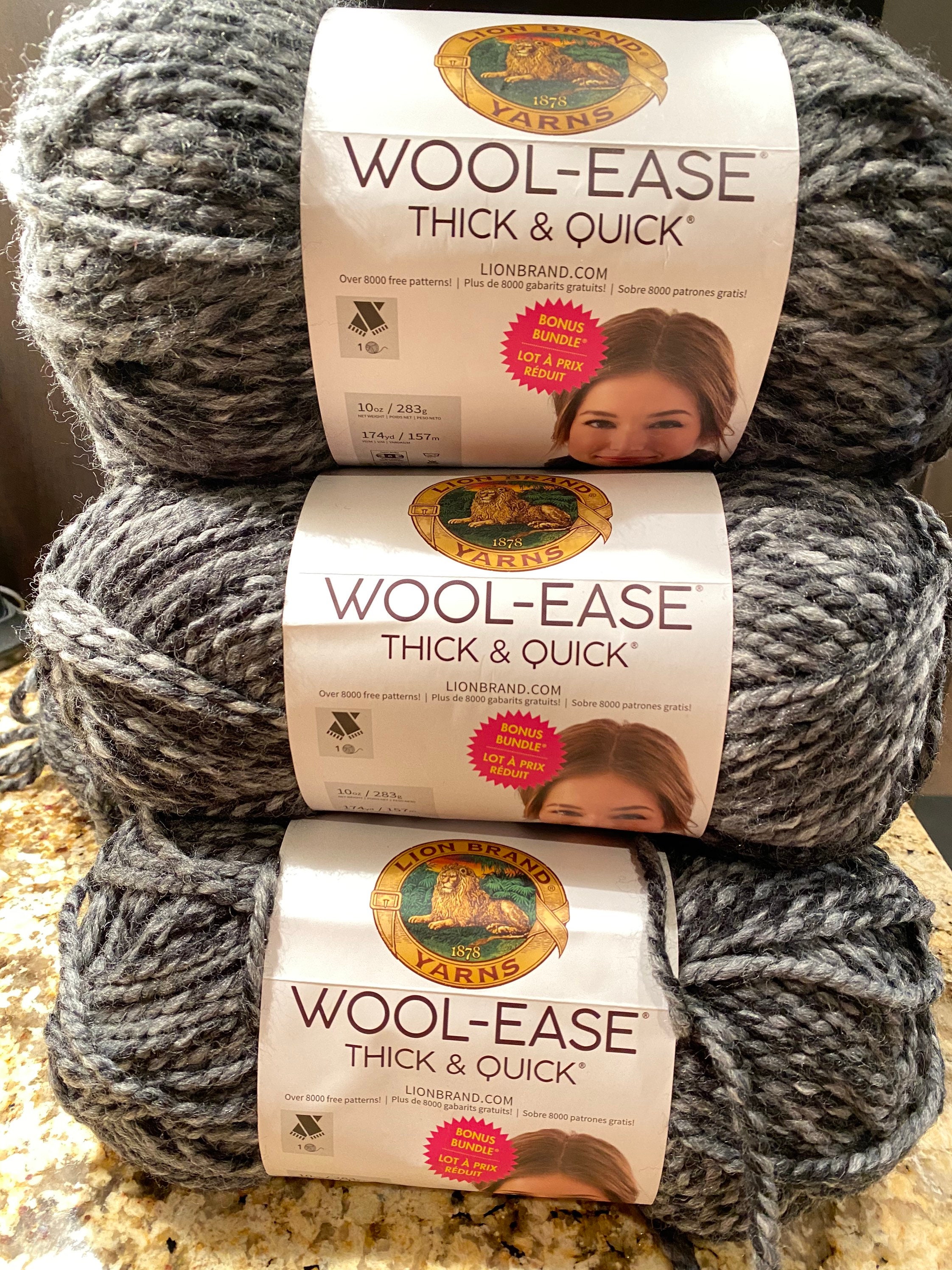 Lion Brand Wool Ease Thick & Quick Yarn, Fossil lot of 2 