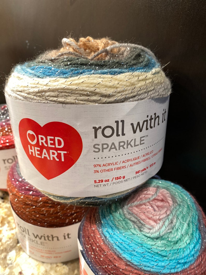 Red Heart Roll With It Sparkle Yarn Etsy