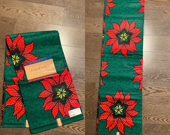 1 yard 100% cotton African Ankara Fabric Bold Red Flower