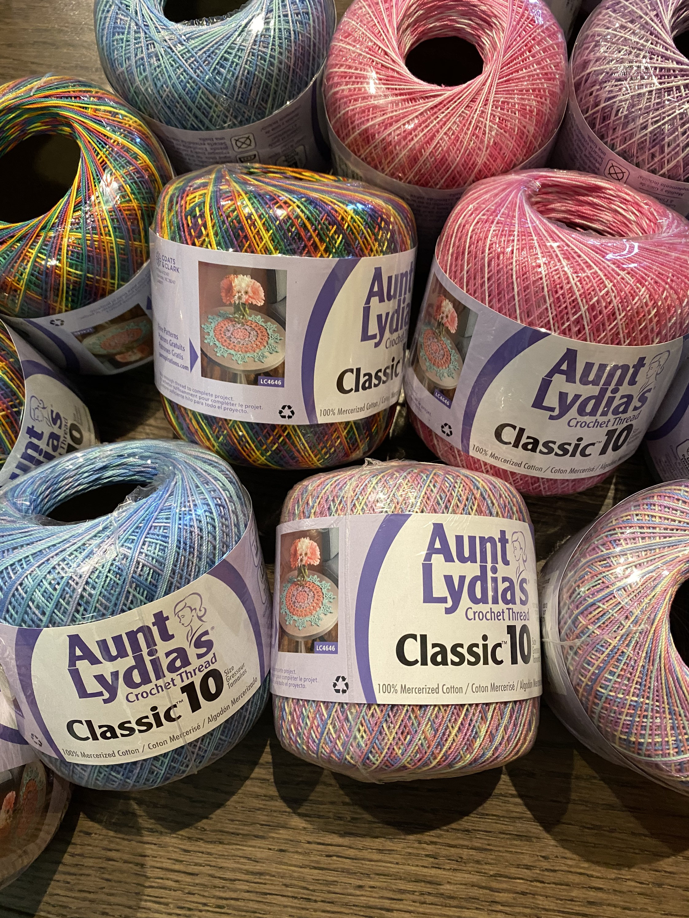 PASTELS VARIEGATED Aunt Lydia's Classic 10 Crochet Thread. 300yds. Item  154-0465 