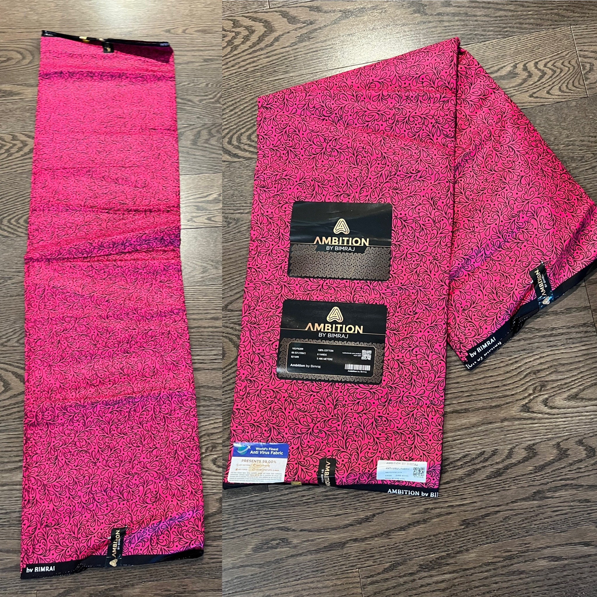 1 yard 100% cotton African Ankara Fabric Pink Ambition