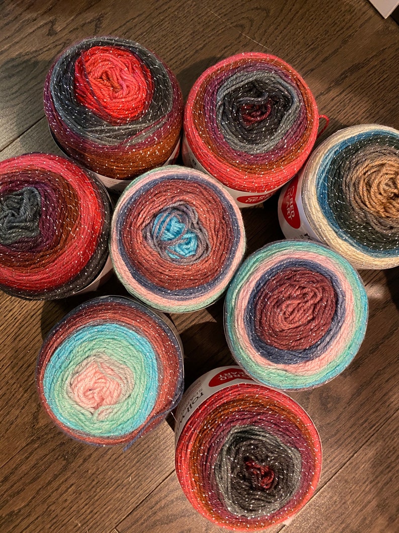 Red Heart Roll With It Sparkle Yarn Etsy