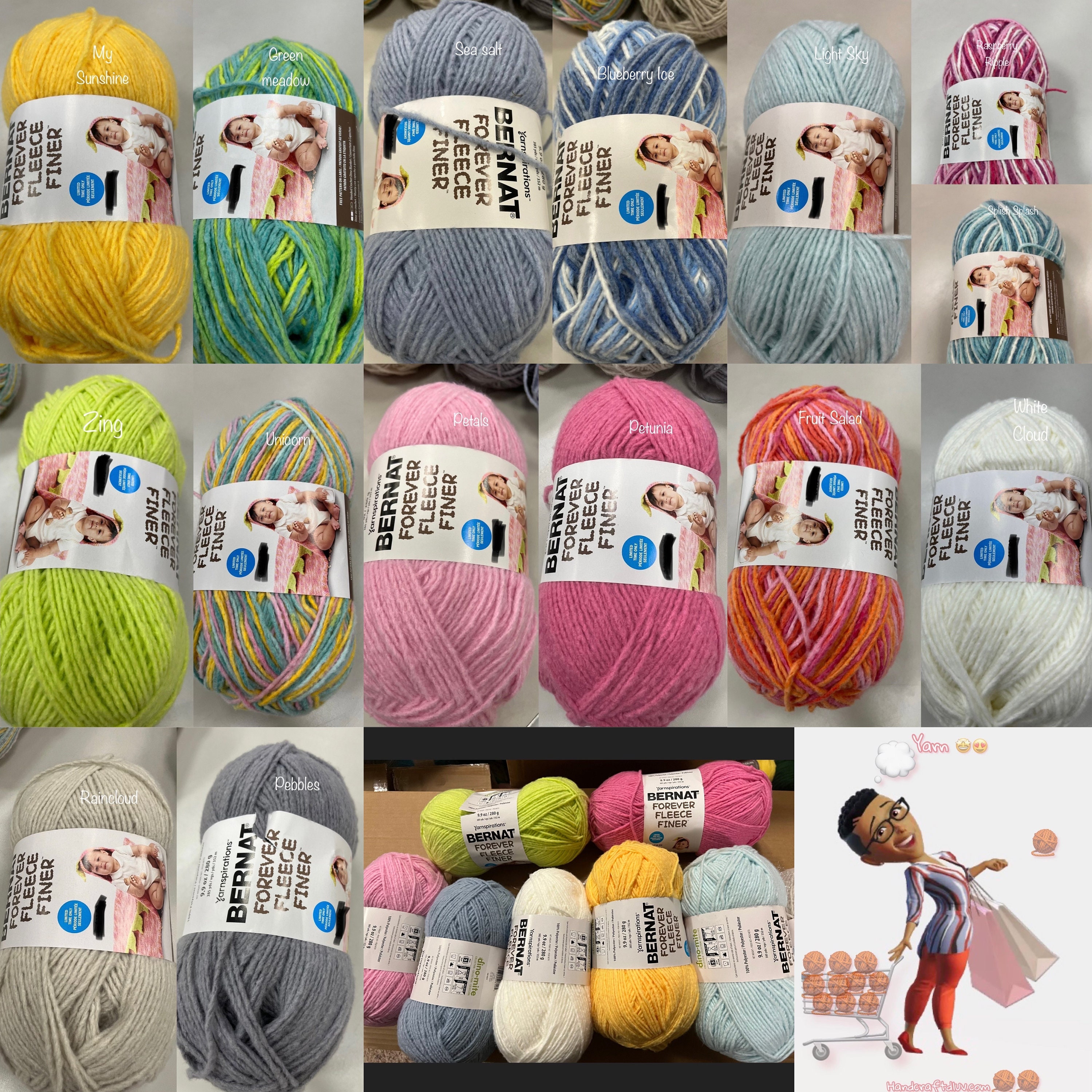 Bernat Forever Fleece Rain Yarn - 2 Pack of 280g/9.9oz - Polyester - 6 Super Bulky - 194 Yards - Knitting, Crocheting & Crafts