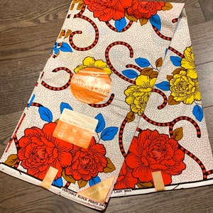 1 Meter 100% Baumwolle Afrikanische Ankara Stoff Hellrot Floral