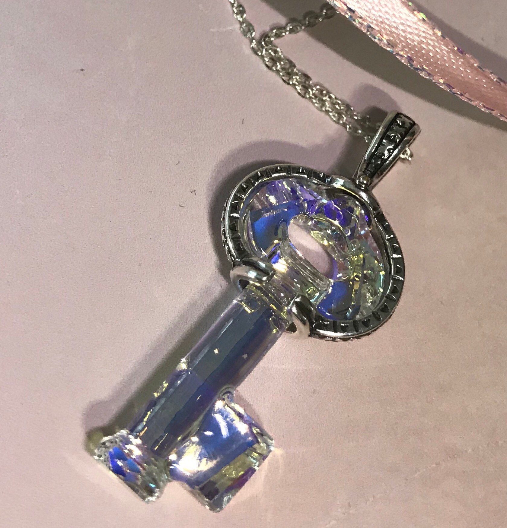 Swarovski Crystal Key with 925 Genuine Sterling Silver Bail Etsy