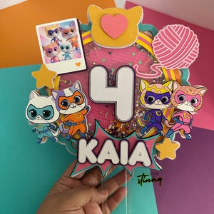 Hero Kitty Cake Topper: Personalized Super Kitty Party Decor