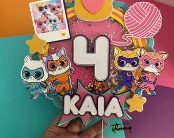 Hero Kitty Cake Topper: Personalized Super Kitty Party Decor