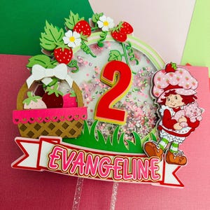 Pink shortcake party | Berry 1st Birthday | strawberries | strawberry cake topper