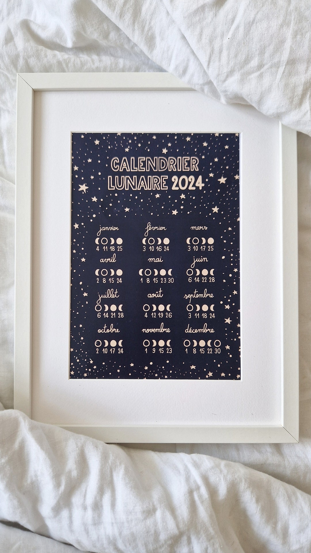 CALENDRIER LUNAIRE 2024 Affiche, carte et PDF Etsy France