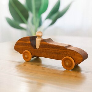 Wooden Montessori Race Car Toy | Personalization Available | Natural Hardwood