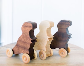 Wooden Montessori T-Rex Toy | Personalization Available | Natural Hardwood