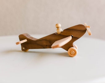 Wooden Montessori Airplane | Personalization Available | Natural Hardwood