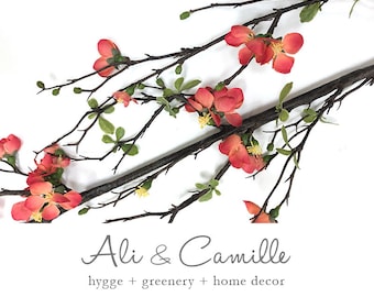 Flowering branch, 3 colors, sold individually, high end decorative branch, Quince blossom, faux flowering Quince branch, artificial branch