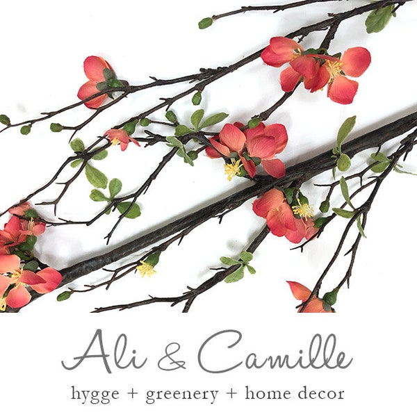 Flowering branch, 3 colors, sold individually, high end decorative branch, Quince blossom, faux flowering Quince branch, artificial branch