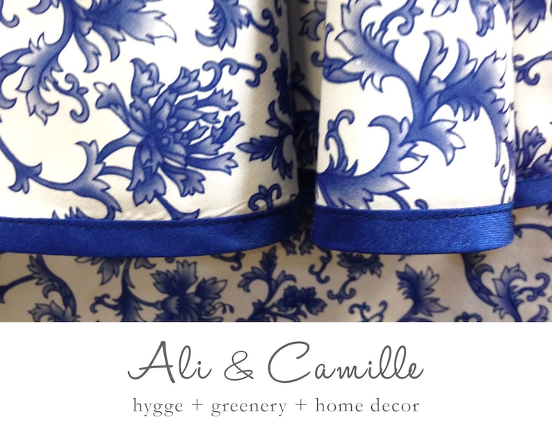 Chinoiserie tablecloth, round, faux silk, Ginger jar blue, blue white, Chinoiserie fabric, print, blue white ginger jar, decor, overlay image 1