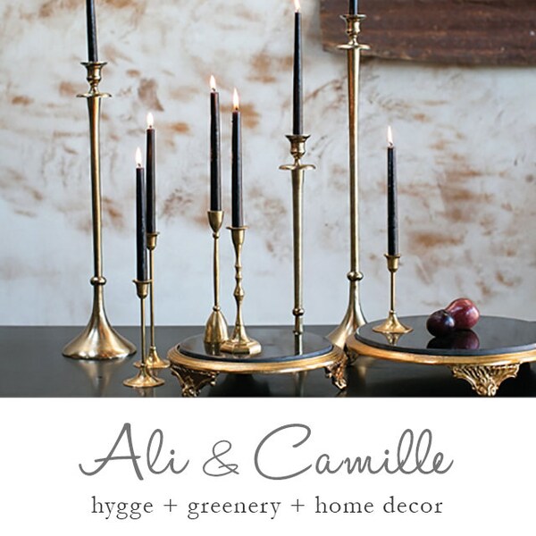 Brass candlestick holders, sold individually in varying sizes. Elevate your ambiance with these timeless brass candlesticks