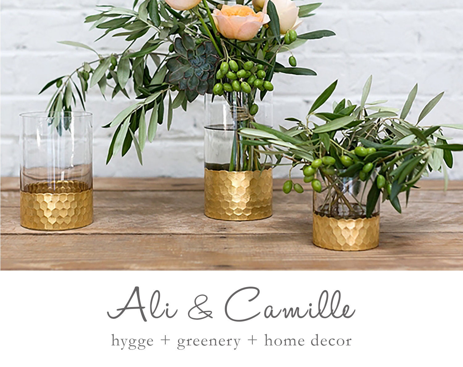 Gold Vase Centerpiece Gold Metal Vase Small Flower Vase Conical Vases