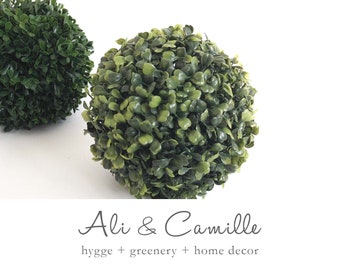 6.5" Boxwood ball, boxwood orb, faux greenery orb Christmas, boxwood decor, spring greenery, Hygge holiday, boxwood wedding, boxwood topiary