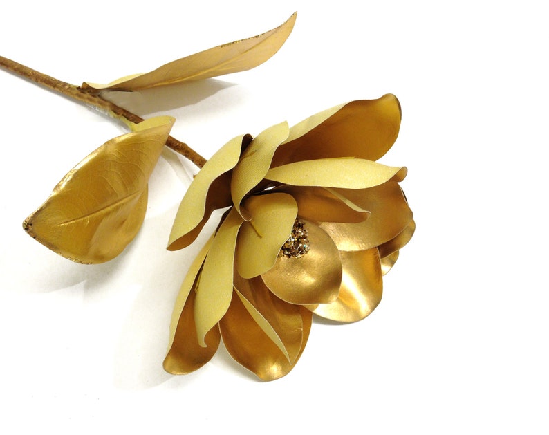 Metallic magnolia flower silk gold magnolia silk flower Etsy