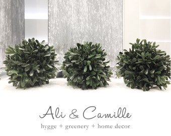 Boxwood ball, add a touch of greenery to any space with our lifelike 4&quot; artificial boxwood ball. Perfect for DIY projects. Sold individually