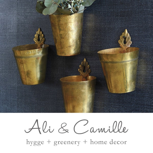 Hanging brass planter, wall planter, hanging planter, indoor, succulent planter, wall decor, bohemian chic, metal planter, brass planter