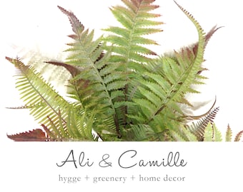 Faux Leather Fern Stem with Red Tips