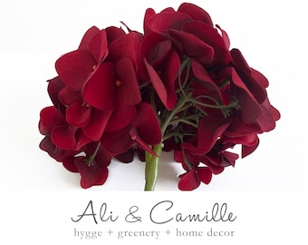 Dark Red Velvet Hydrangea Stem, Christmas Decor