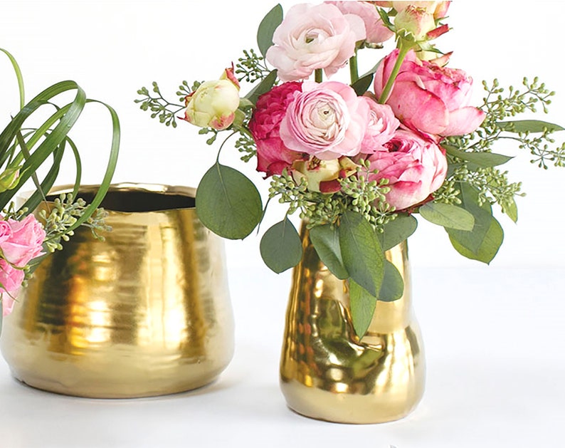 Gold Vase 5 Sizes Matte Gold Ceramic Vase Vase for Etsy