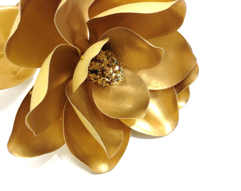 Metallic magnolia flower silk gold magnolia silk flower Etsy