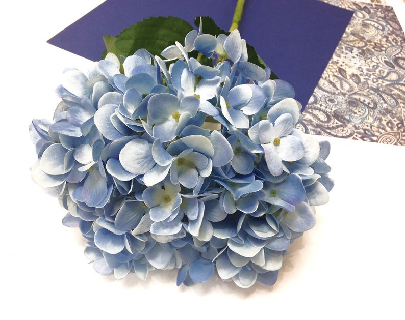 True Blue Hydrangea Faux Large Garden Hydrangea Silk Etsy