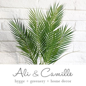 Areca palm leaves, elevate your tropical paradise decor with our artificial Areca  palms, two sizes available; 9 or 15 fronds and 34&quot; tall.