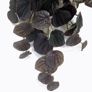 Peperomia, lifelike artificial hanging house plant, vibrant green with a touch burgundy. Effortlessly add a touch of greenery to any corner. image 5
