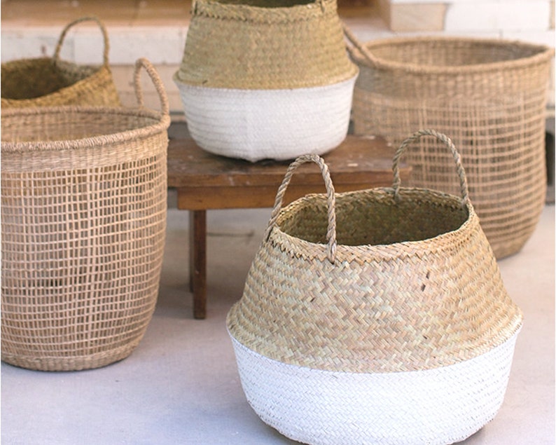 3 Size Extra Large Seagrass Baskets Belly Basket Home Etsy