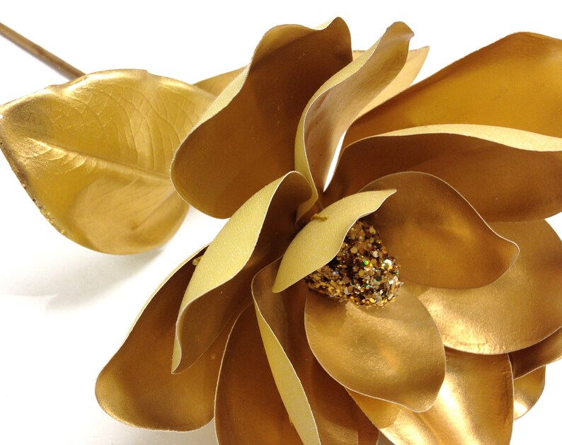 Metallic magnolia flower silk gold magnolia silk flower Etsy